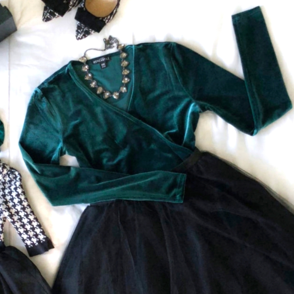 NWT J Crew velvet wrap top